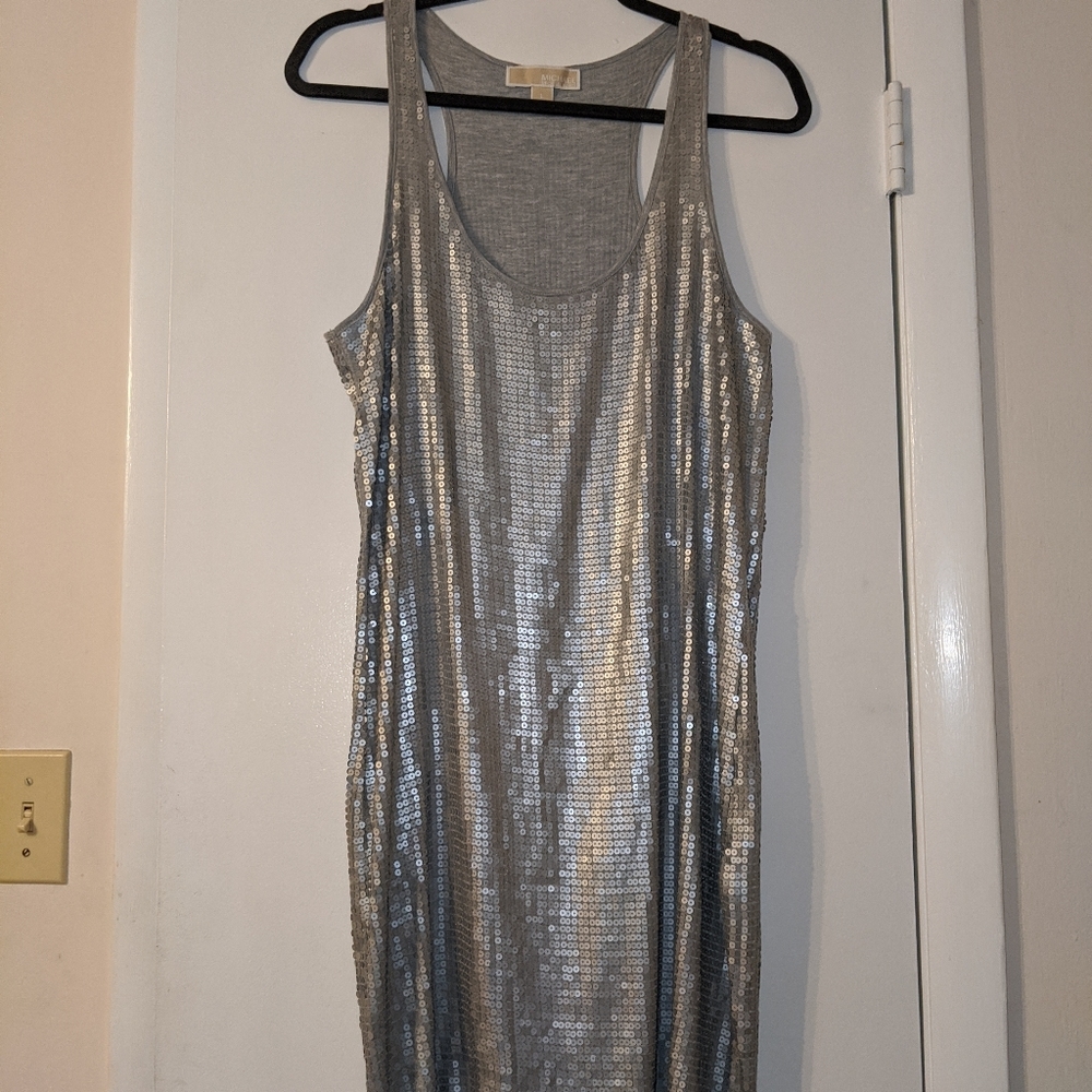 Silver sequin dress
